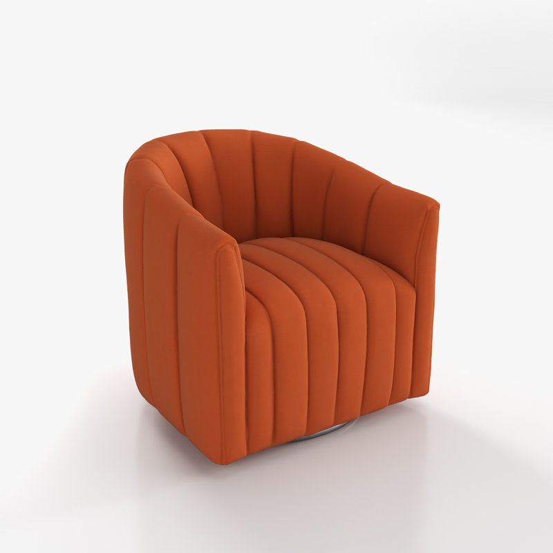 Annelotte Velvet Swivel Barrel Chair, Orange