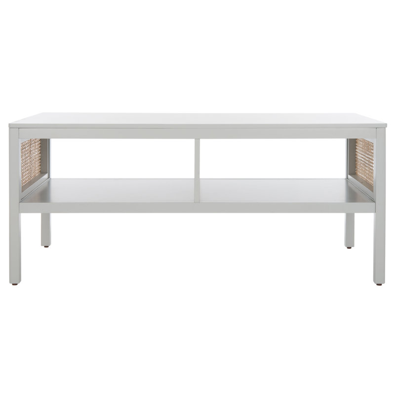 Westberg Solid Wood Coffee Table with Cane Side Panels , Gray
