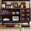 Buffet en bois massif noir et noyer