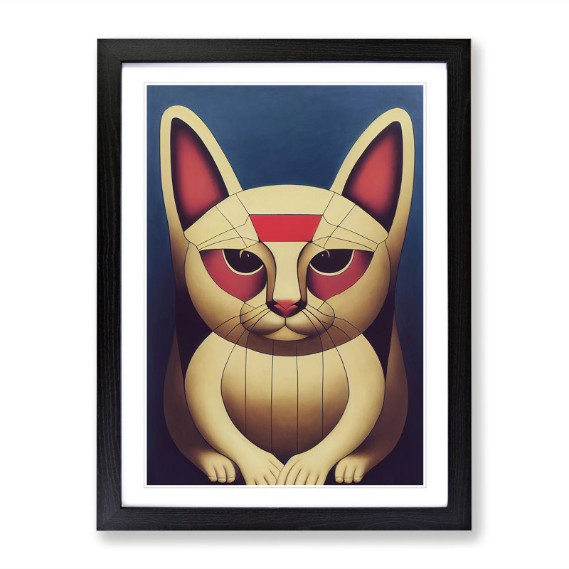 Lucky Cat Abstract - Framed Print, Black, 64cm H x 46cm W x 2cm D
