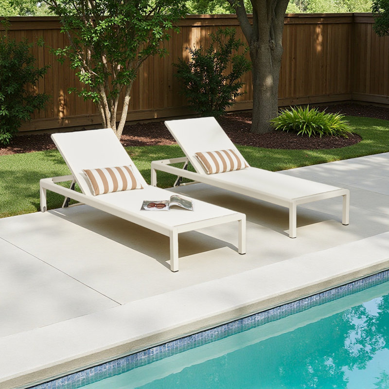 Chaise longue (ensemble de 2), Blanc