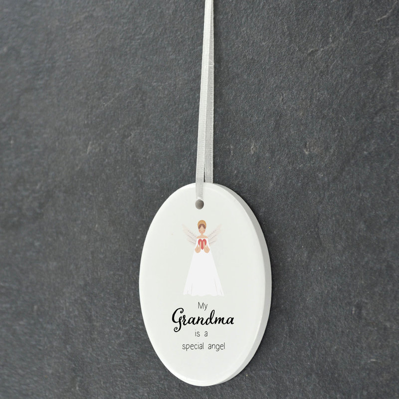 My Grandma is a Special Angel Oval Shaped Ceramic Hanging Ornament