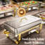 Prep & Savour 2pk 8QT-9QT Rectangular Semi-Gold-Plated Stainless Steel Chafing Dish