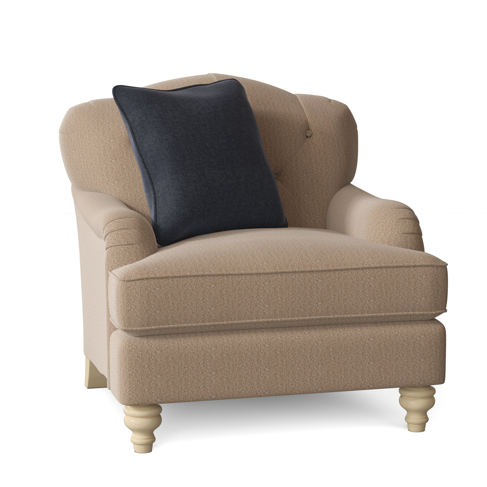 Sullivan Upholstered Down Filled Armchair, Beantown 10 Sand Performance Chenille, Manhattan, No