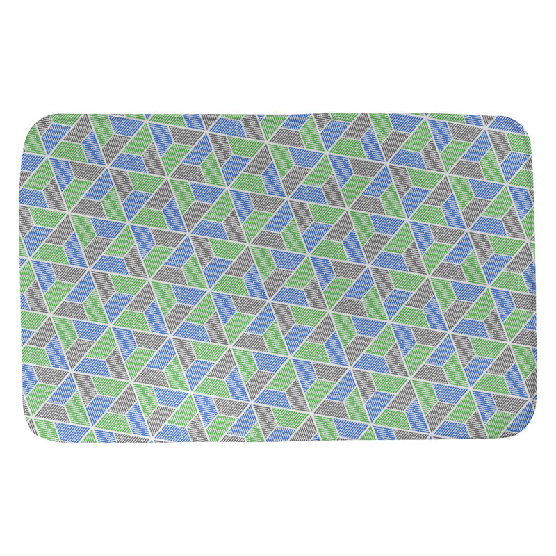 Mcguinness Memory Foam Non-Slip Bath Rug, 21" W x 34" L, Green/Blue/Grey