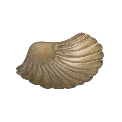 Plateau décoratif coquillage en fer 15,7 x 14,5 x 3 po avec finition bronze