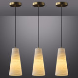 Rennata Height Adjustable Luxurious Alabaster Conical Pendant Lights(Set of 3)
