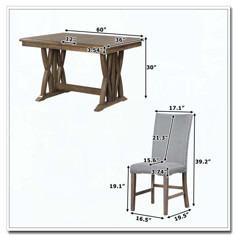 Mid-Century Solid Wood Extendable Dining Table Set with Chairs