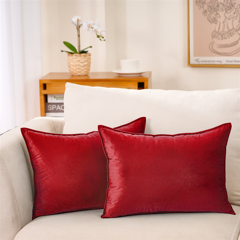 Velvet Reversible Throw Pillow, Wine Red, Polyester