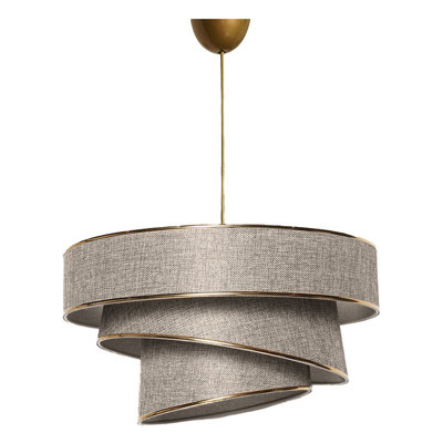 Stunning Gold Chandelier with Cotton Cap, 40 x 40 x 20 cm, Total Height: 70 cm, E27 Socket, Max 40W, CE Certified, Glam & Scandinavian Design, For Country Home Decor & Lighting