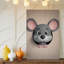Canvas A Playful Cartoon Mouse Peeks Through A Circular Hole In Wall Art A Smooth Pastel Coloured Wall Its Large Expressive Eyes Canvas Wall Art-1363487575