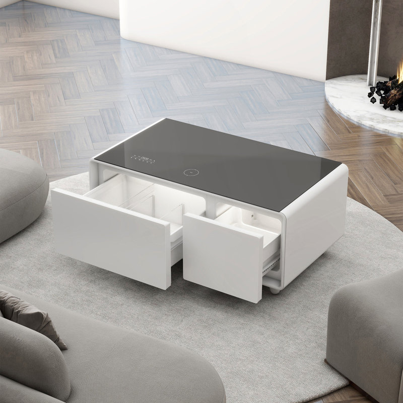 Table basse Modern Smart avec réfrigérateur intégré, White/Black