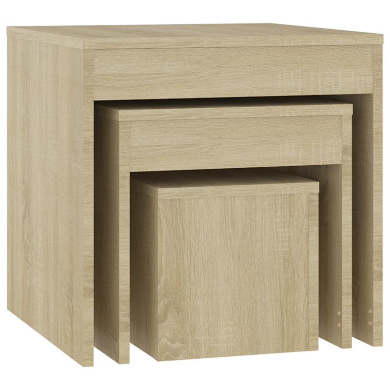 Gnesis Nesting Tables 3 pcs Engineered Wood, Sonoma Oak, Sonoma Oak