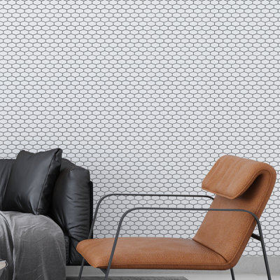 Edim 196.77 cm. W x 99.36 cm. L Fireplace Surround Peel and Stick Mosaic Tile