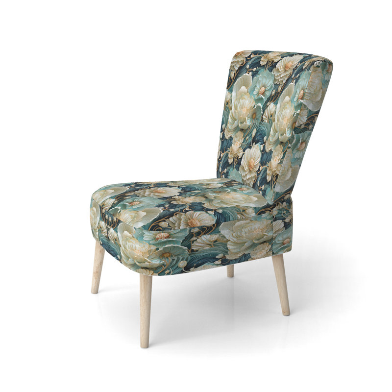 Chaise d'appoint rembourrée de style bord de mer Flower Oceanic