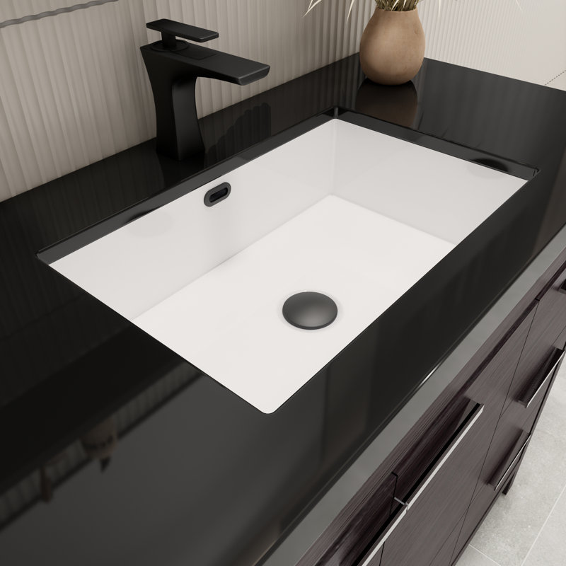 Ephesus 41.61'' Single Bathroom Vanity with Plastic Top, Black Gray Oak