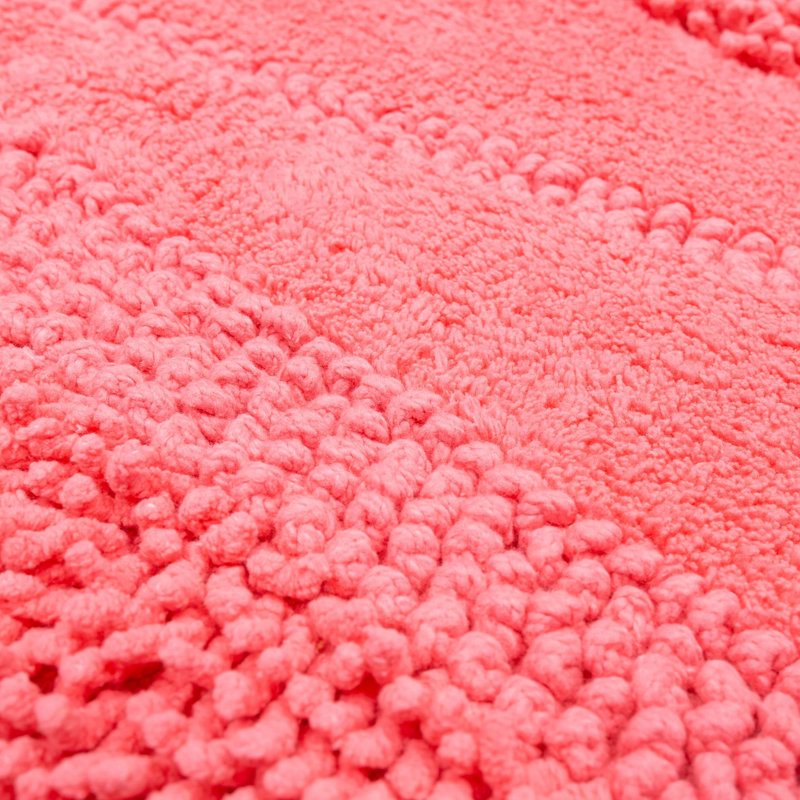 Laverne High/Low Stain/Fade Resistant Non-Slip Machine Washable Bath Mat, 21" W x 34" L, Fiesta Hot Pink