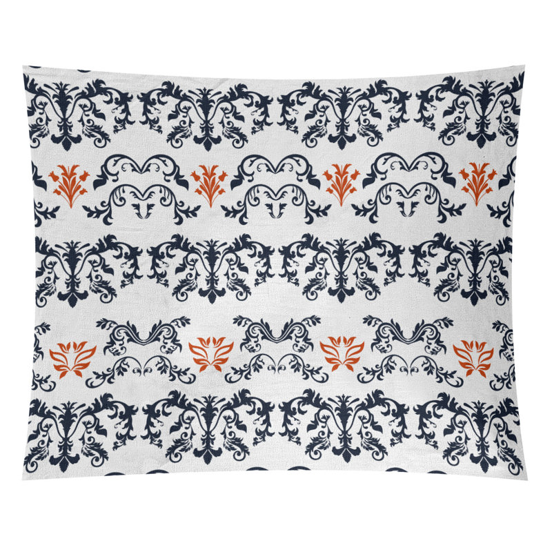 Tapisserie baroque en microfibre Chicago Football, Blanc / noir / orange, H 27,5 po x l 37,5 po