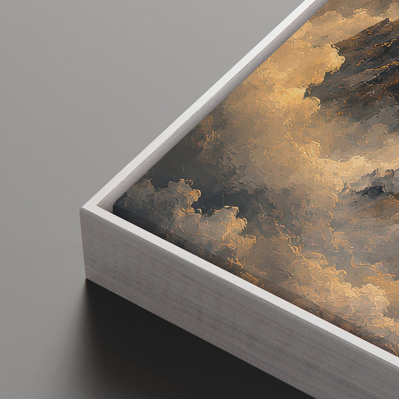 Art mural sur toile encadrée - Coucher de soleil doré spectaculaire sur des sommets de montagnes dentelées - 16 po x 24 po, 24 po x 36 po