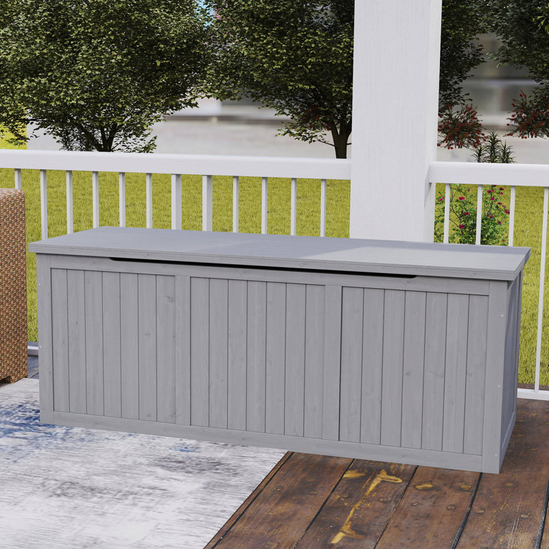 Boîte de rangement en bois massif de 112 gallons, Gris
