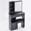 Petit meuble-lavabo de 29,2 po avec tiroir à gauche et tabouret rembourré, très grand miroir coulissant à droite, rangement multi-couches à grande capacité, commode pratique, certificat EPA, GCC, UL-1159338320