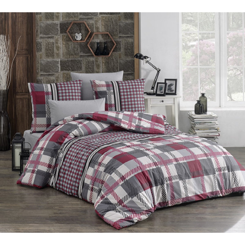 100% Cotton Duvet Cover Set, 140 x 200 cm - 1 Pillowcase (65 x 65 cm), Red
