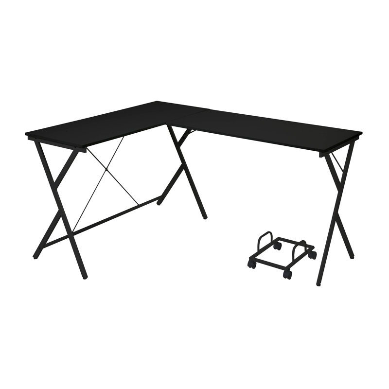 Bureau en L Demico, Noir transparent