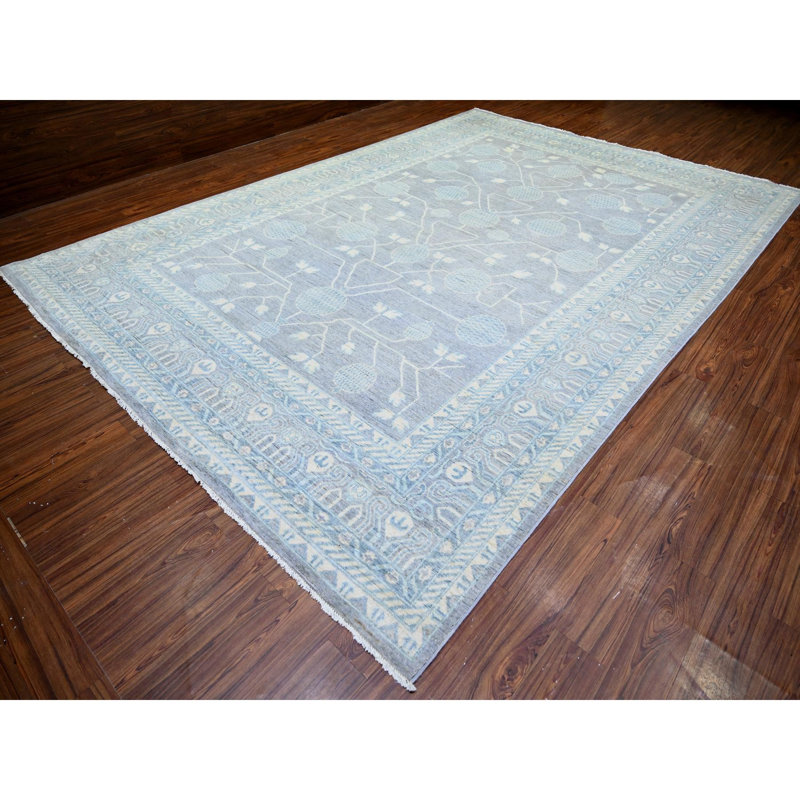 Tapis surdimensionné en laine noué à la main gris pierre 10 pi x 14 pi 7 po 25E565478604452CBFE194E879FC4042