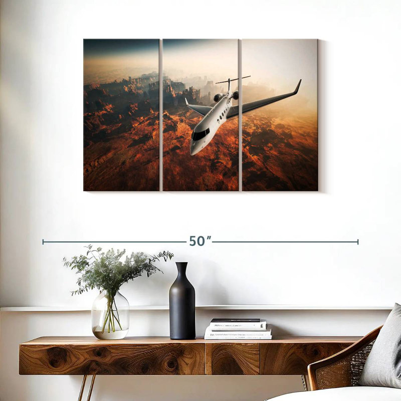 Mehar Private Jet Over Canyon, 24" H x 38" W
