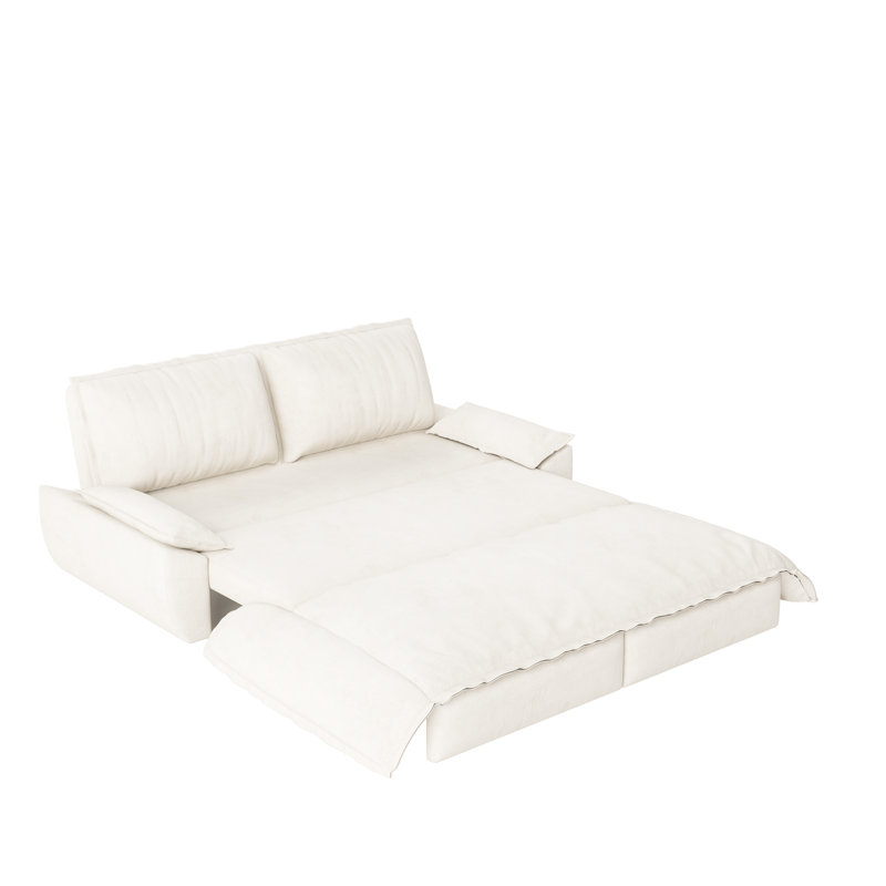 Causeuse, canapé-lit escamotable, canapé-lit convertible 3-en-1, Beige