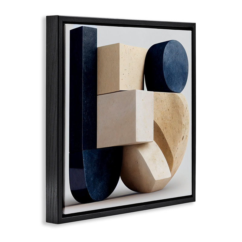Cadre flottant géométrique Shapes Of Things, design par Sasha, Cadre flottant noir de jais, H 18 po x l 18 po