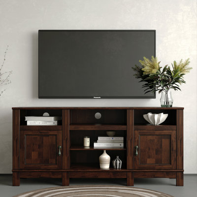 Buffet de style rustique en bois massif avec meuble télé 65 po avec rangement