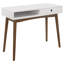 Bureau d'écriture à 1 tiroir blanc et noyer (bureau)