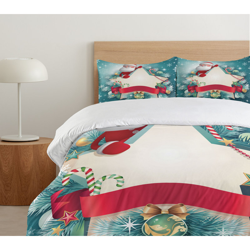 Christmas Santa and Candy Cane Queen Duvet Cover Set