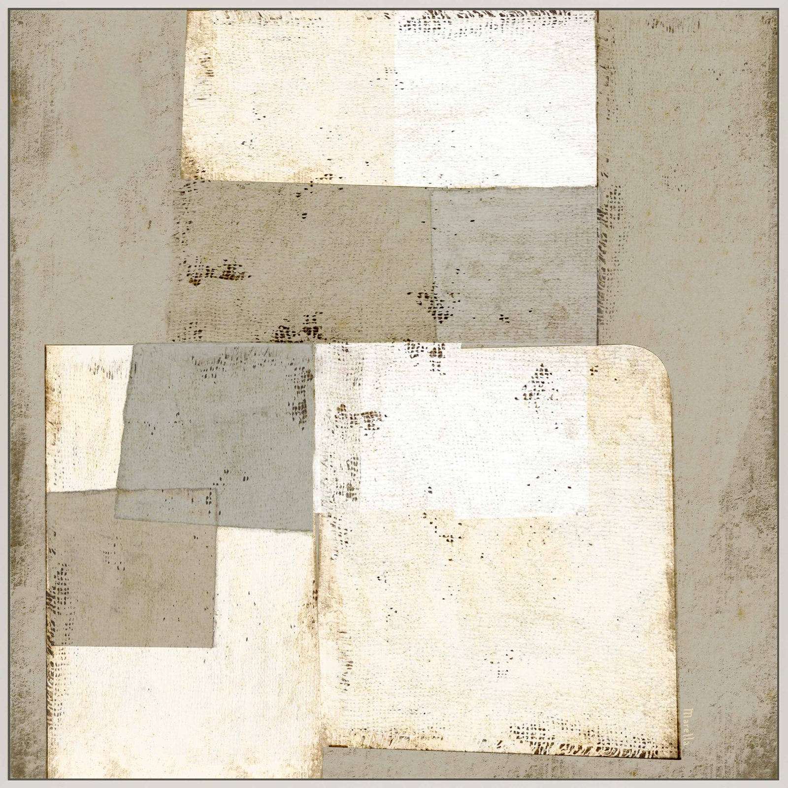 Patchwork Neutrals by Marco Marella for Studio M - Framed Wall Art, White, Canvas, 30" H x 30" W