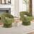 Modern 360° Swivel Barrel Accent Chair, Upholstered Armchair with Striped Backrest-1349793265