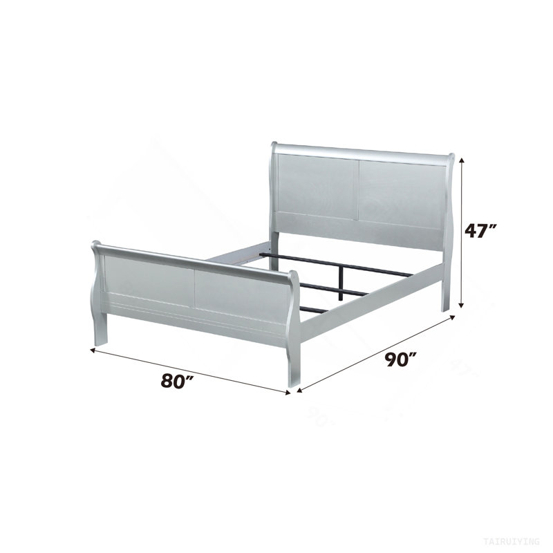 Très grand lit au fini platine Louis Louis, Argent argent, Très grand lit