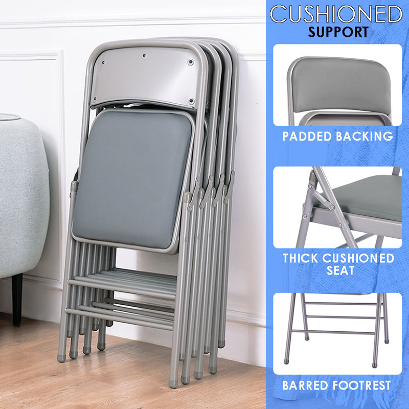 Padded Folding Chair, Gray