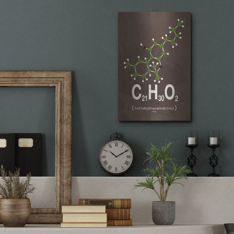 Art mural en métal luxueux «Molecule Thc» par Typelike, 24 po x 36 po, H 16 po x l 12 po