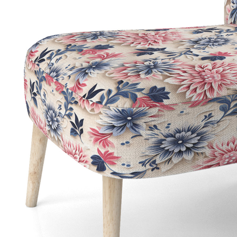 Chaise d'appoint rembourrée bleu, rose et blanc
