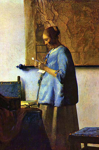 Le lecteur de lettre par johannes vermeer-impression, H 66 po x l 44 po