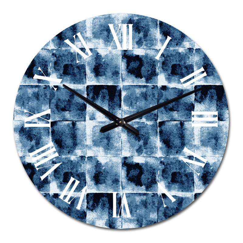 Horloge murale à motif géométrique noir et bleu foncé, Moyen