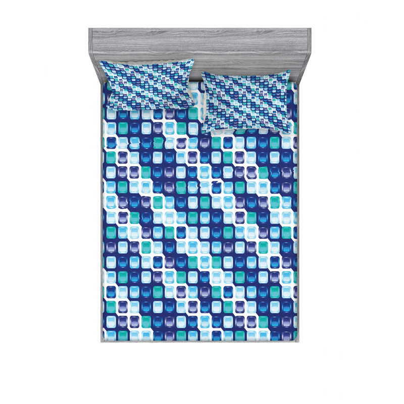 Microfiber Geometric Sheet Set, Twin Sheet Set with Fitted Sheet