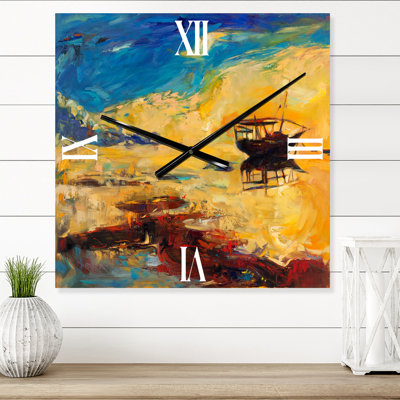 Horloge murale bateau à l'horizon de l'océan