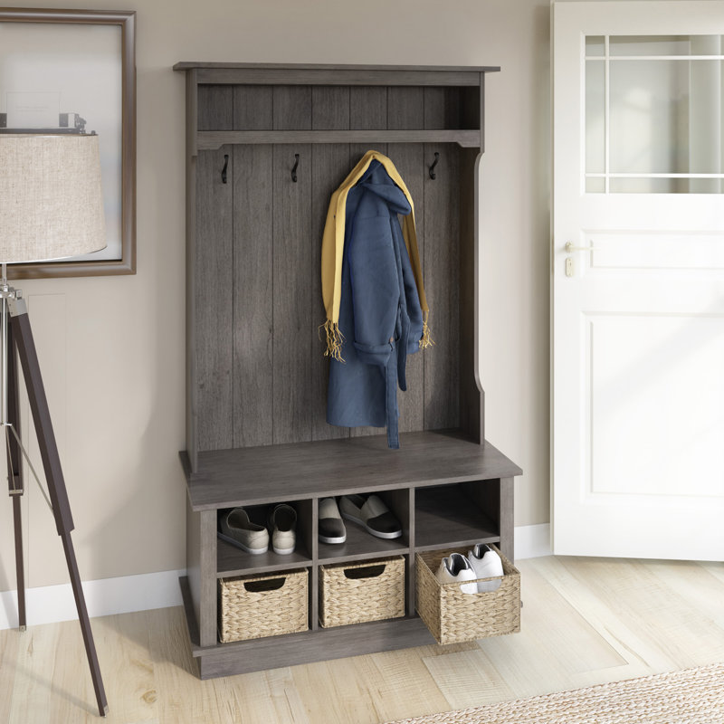 Bridget Hall Tree with Open Storage, Weathered Gray