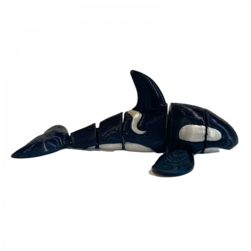 Figurine de baleine noire et dorée imprimée en 3D, H 1,5 po x l 0,5 po x P 4 po, Noir / blanc