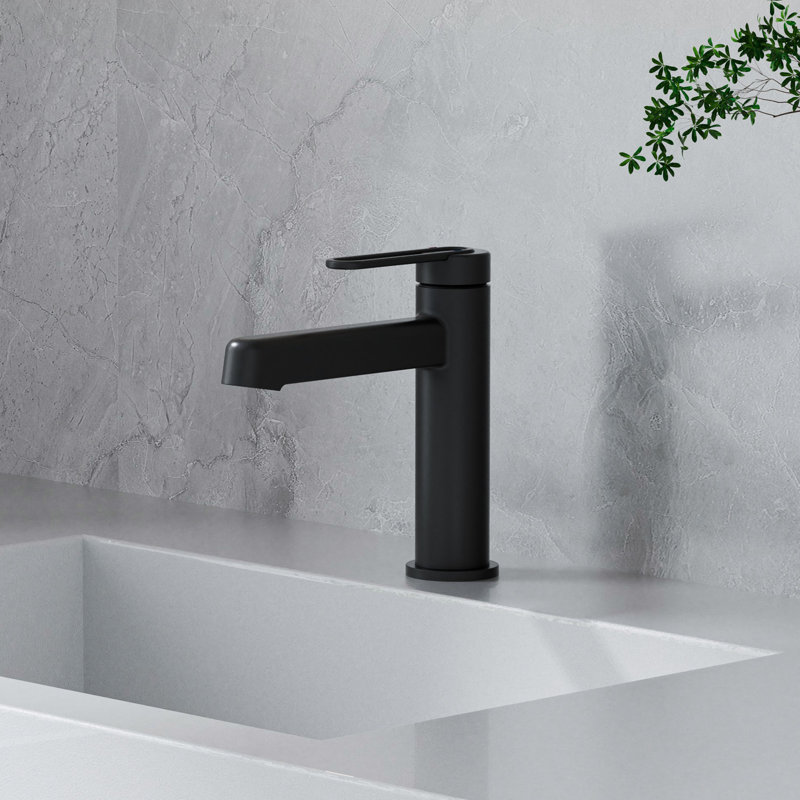 Single Hole Bathroom Faucet with Supply Line, Matte Black