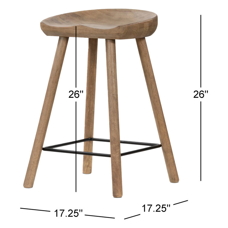 Barrett Solid Wood Bar & Counter Stool, Natural Matte, Counter Stool (26” Seat Height)