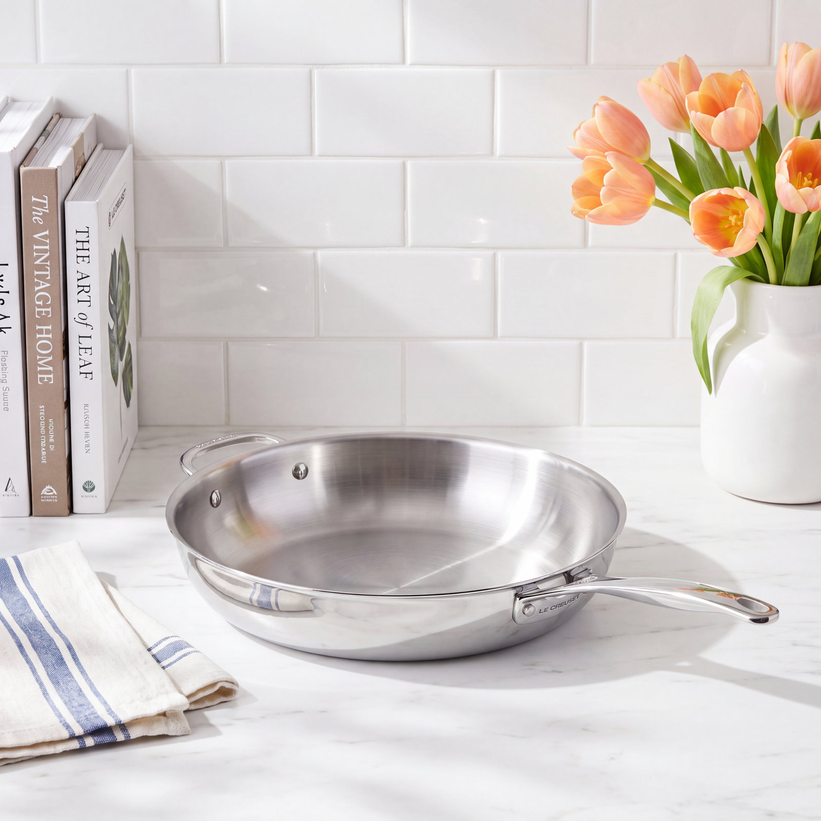 Le Creuset Stainless Steel Deep Frying Pan, 12.5" Diameter
