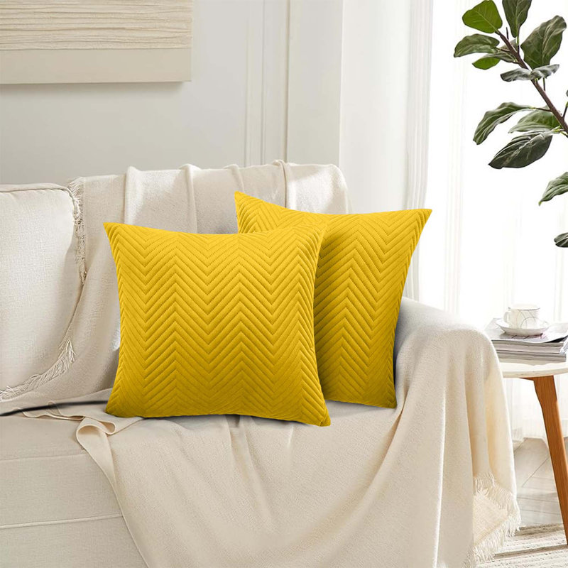 Chevron Square Cushion Pad, Ochre